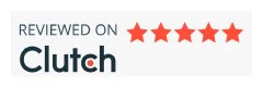 Reviewed on Clutch with a 5-star rating badge